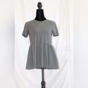 Zara Gray Short Sleeve Peplum Top